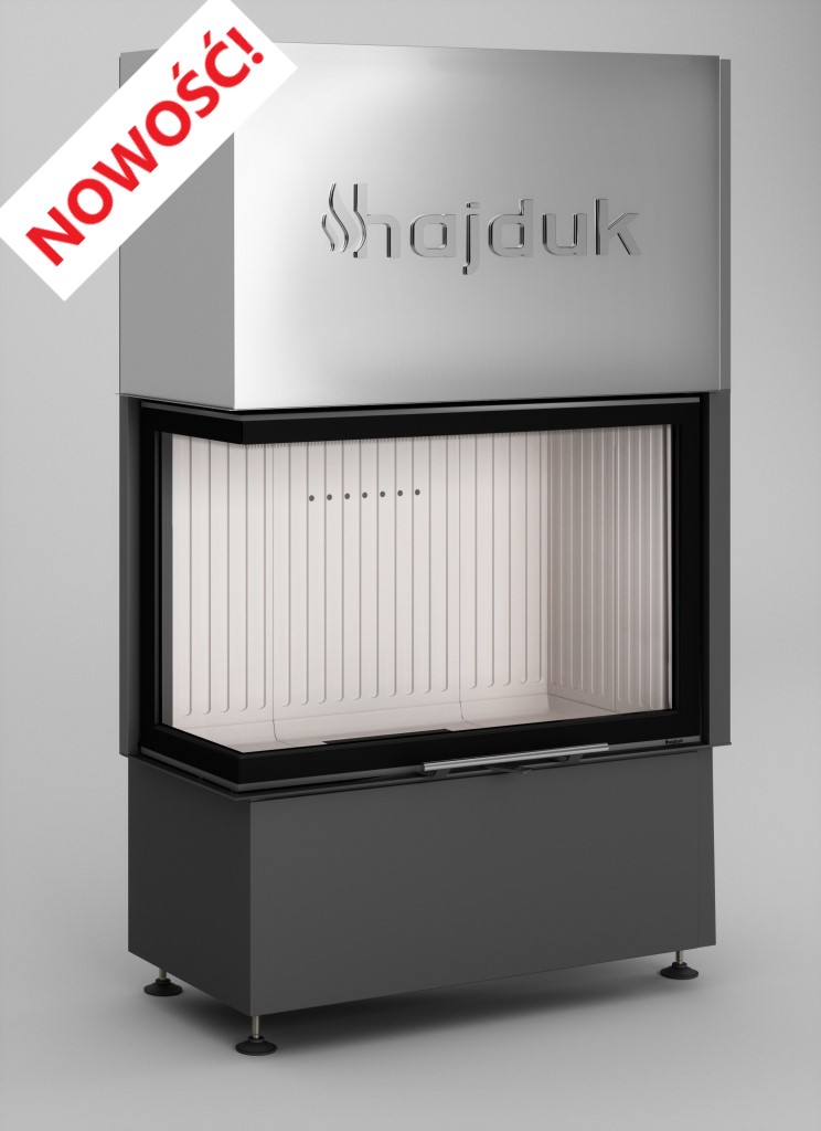 Zestaw kominek powietrzny stalowy KRATKI LUCY Prawy BLACK 14 kW Ø 200 z akcesoriami Volcano 2LATha - Zestaw kominek powietrzny stalowy KRATKI LUCY Prawy BLACK 14 kW Ø 200 z akcesoriami